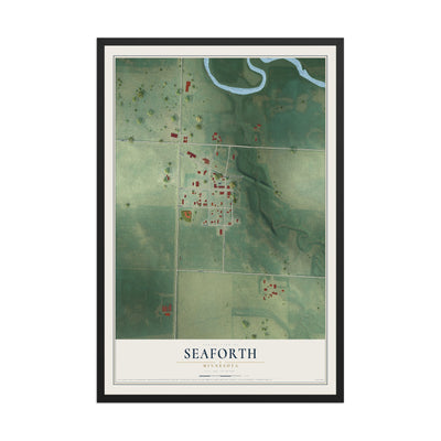 Map of Seaforth, Minnesota, 12 x 18 inch print in a black wood frame