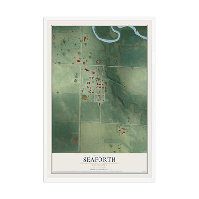 Map of Seaforth, Minnesota, 12 x 18 inch print in a white wood frame