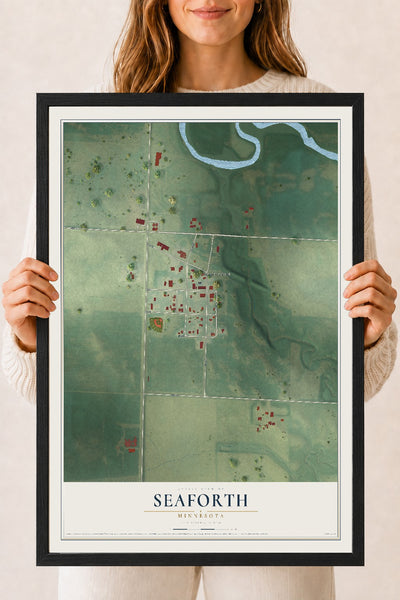Map of Seaforth, Minnesota, 18 x 24 inch print in a black wood frame