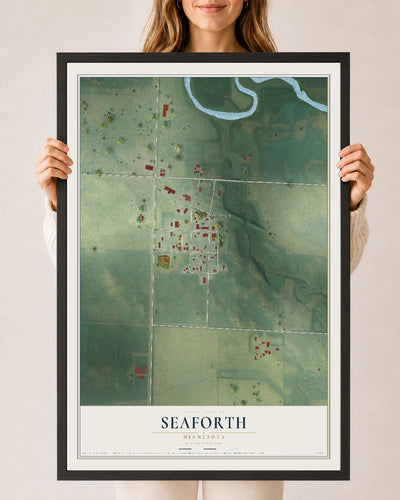 Map of Seaforth, Minnesota, 24 x 36 inch print in a black wood frame