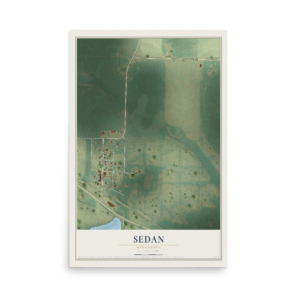 Map of Sedan, Minnesota, 12 x 18 inch unframed archival matte print
