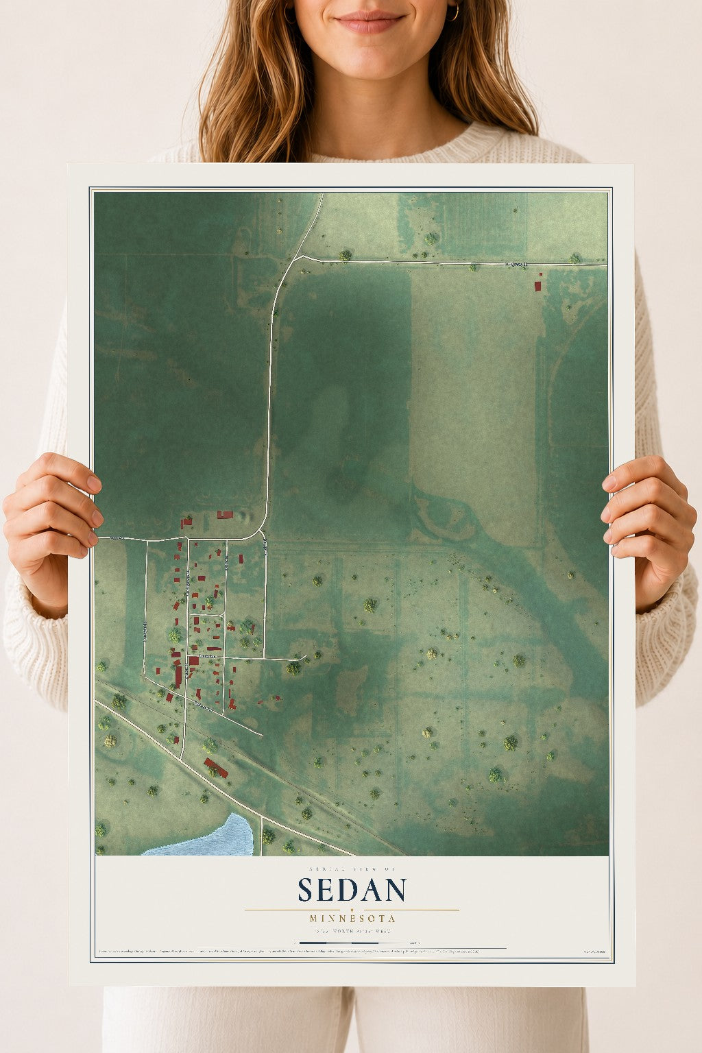 Map of Sedan, Minnesota, 18 x 24 inch unframed archival matte print