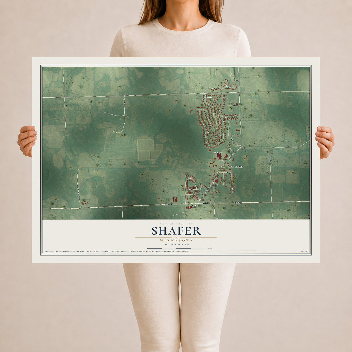 Map of Shafer, Minnesota, 24 x 36 inch unframed archival matte print