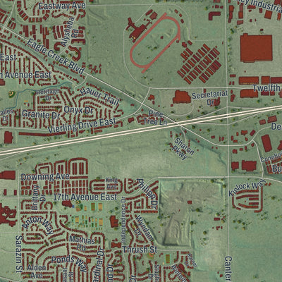 Second close-up of the map of Shakopee, Minnesota print showing more streets and buildings