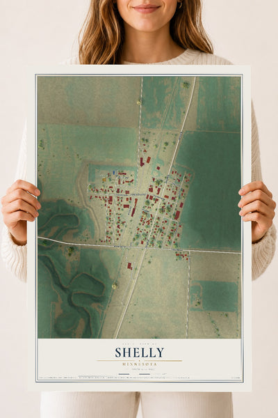 Map of Shelly, Minnesota, 18 x 24 inch unframed archival matte print