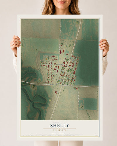 Map of Shelly, Minnesota, 24 x 36 inch unframed archival matte print