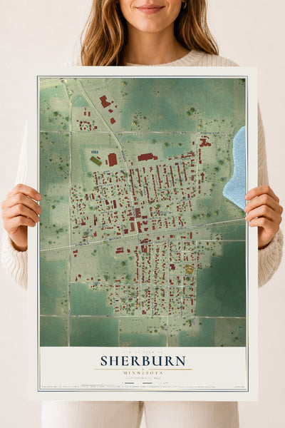 Map of Sherburn, Minnesota, 18 x 24 inch unframed archival matte print