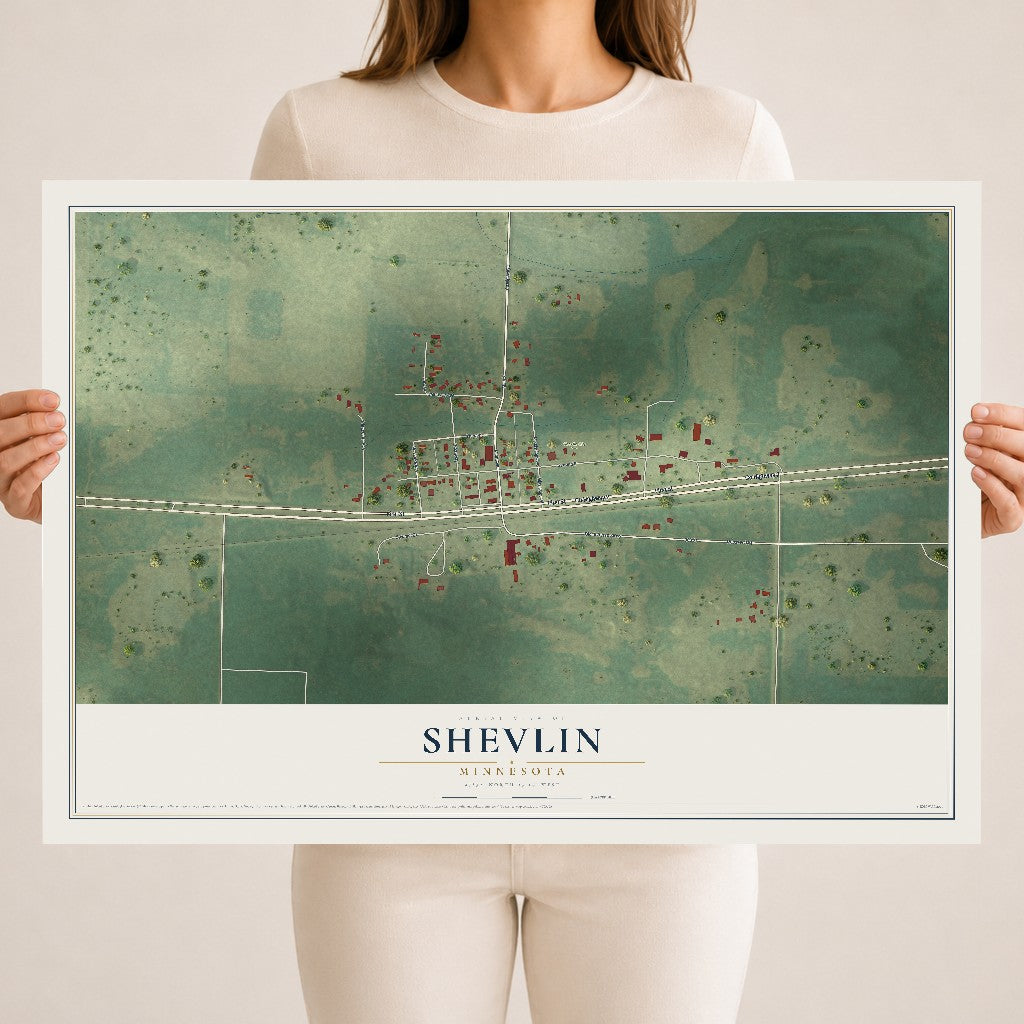 Map of Shevlin, Minnesota, 18 x 24 inch unframed archival matte print