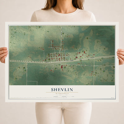 Map of Shevlin, Minnesota, 18 x 24 inch unframed archival matte print
