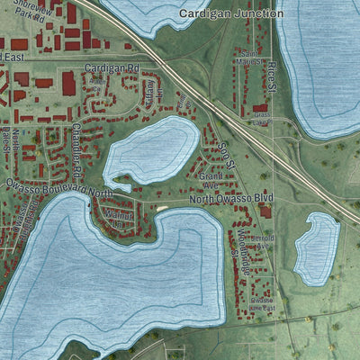 Second close-up of the map of Shoreview, Minnesota print showing more streets and buildings