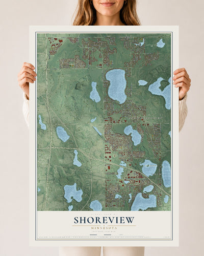 Map of Shoreview, Minnesota, 24 x 36 inch unframed archival matte print