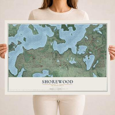 Map of Shorewood, Minnesota, 18 x 24 inch unframed archival matte print