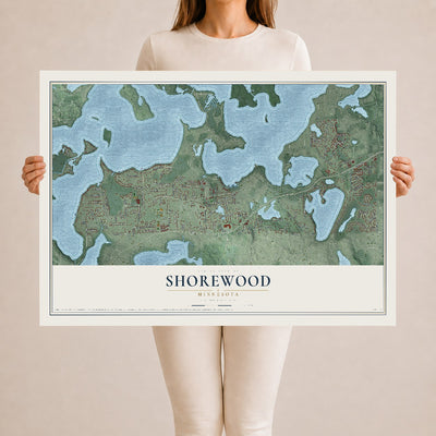 Map of Shorewood, Minnesota, 24 x 36 inch unframed archival matte print