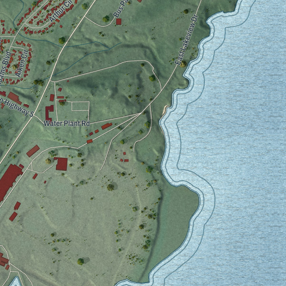 Second close-up of the map of Silver Bay, Minnesota print showing more streets and buildings