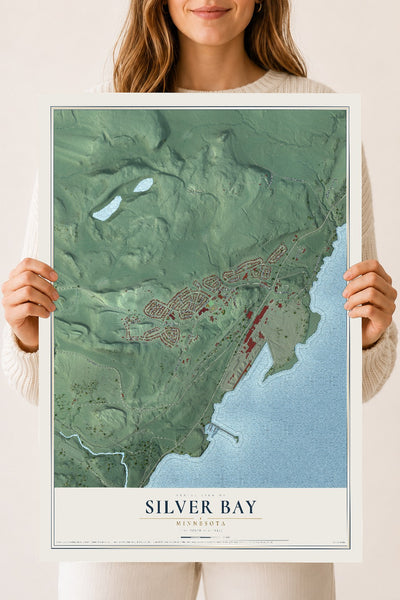 Map of Silver Bay, Minnesota, 18 x 24 inch unframed archival matte print