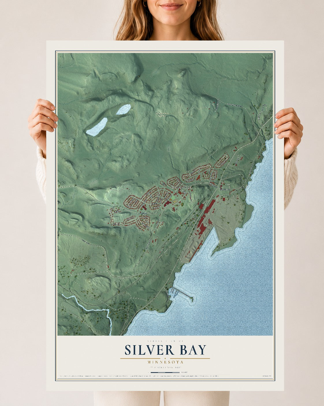 Map of Silver Bay, Minnesota, 24 x 36 inch unframed archival matte print