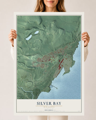 Map of Silver Bay, Minnesota, 24 x 36 inch unframed archival matte print