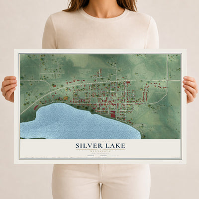 Map of Silver Lake, Minnesota, 12 x 18 inch unframed archival matte print