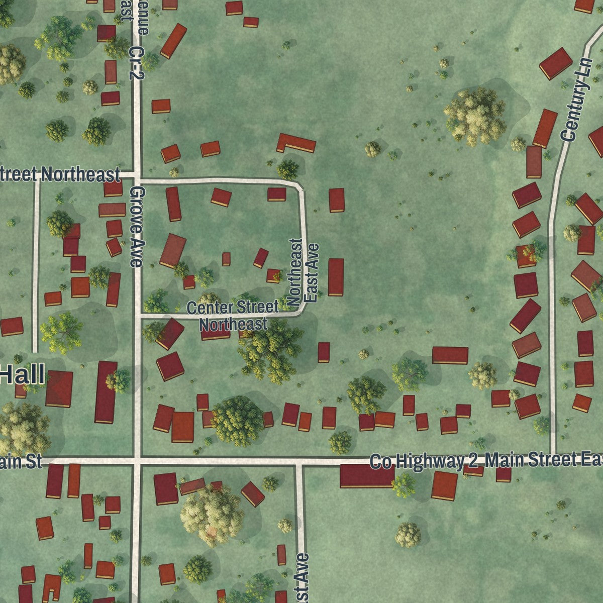 Second close-up of the map of Silver Lake, Minnesota print showing more streets and buildings
