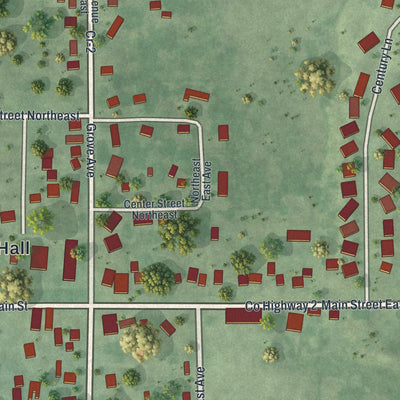 Second close-up of the map of Silver Lake, Minnesota print showing more streets and buildings
