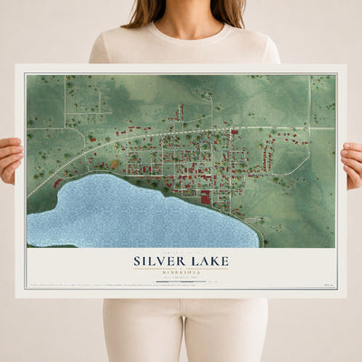 Map of Silver Lake, Minnesota, 18 x 24 inch unframed archival matte print