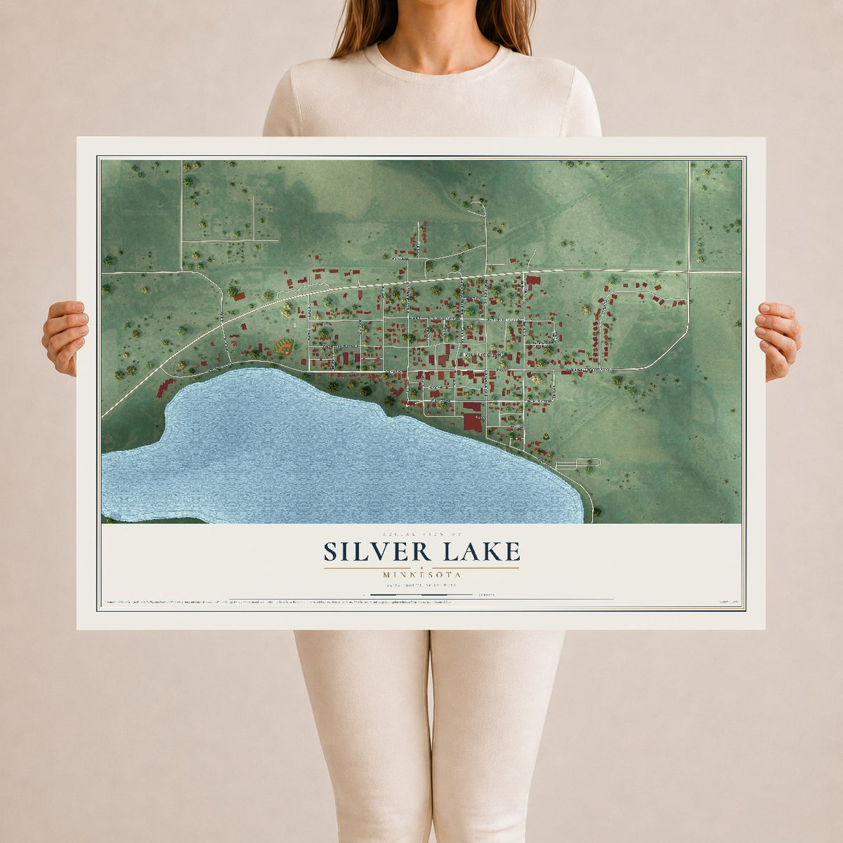 Map of Silver Lake, Minnesota, 24 x 36 inch unframed archival matte print