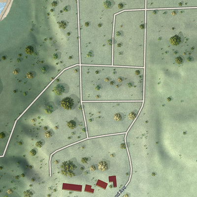 Second close-up of the map of Skyline, Minnesota print showing more streets and buildings