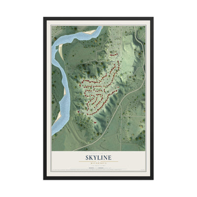 Map of Skyline, Minnesota, 12 x 18 inch print in a black wood frame