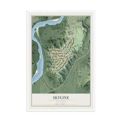 Map of Skyline, Minnesota, 12 x 18 inch print in a white wood frame