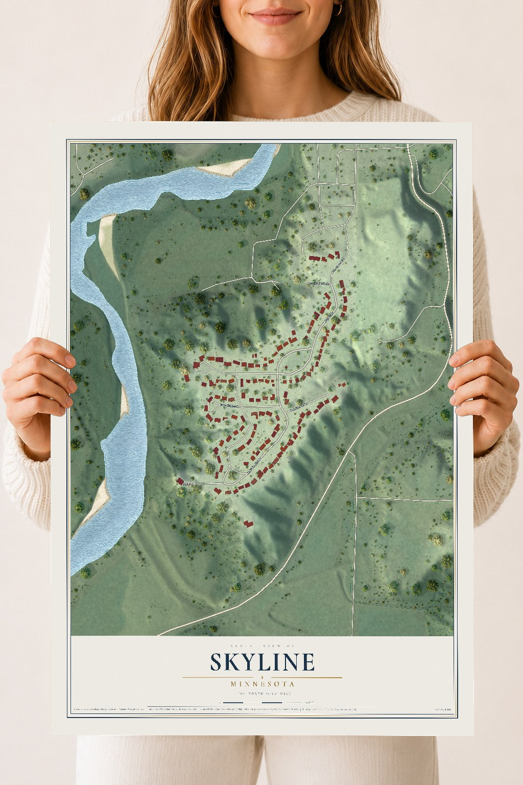 Map of Skyline, Minnesota, 18 x 24 inch unframed archival matte print