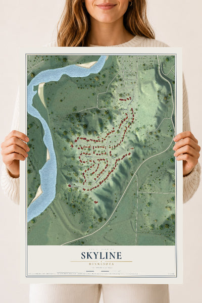 Map of Skyline, Minnesota, 18 x 24 inch unframed archival matte print