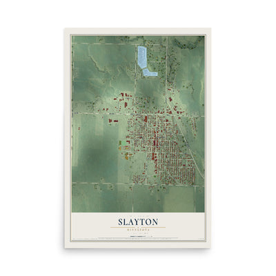 Map of Slayton, Minnesota, 12 x 18 inch unframed archival matte print