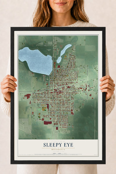 Map of Sleepy Eye, Minnesota, 18 x 24 inch print in a black wood frame