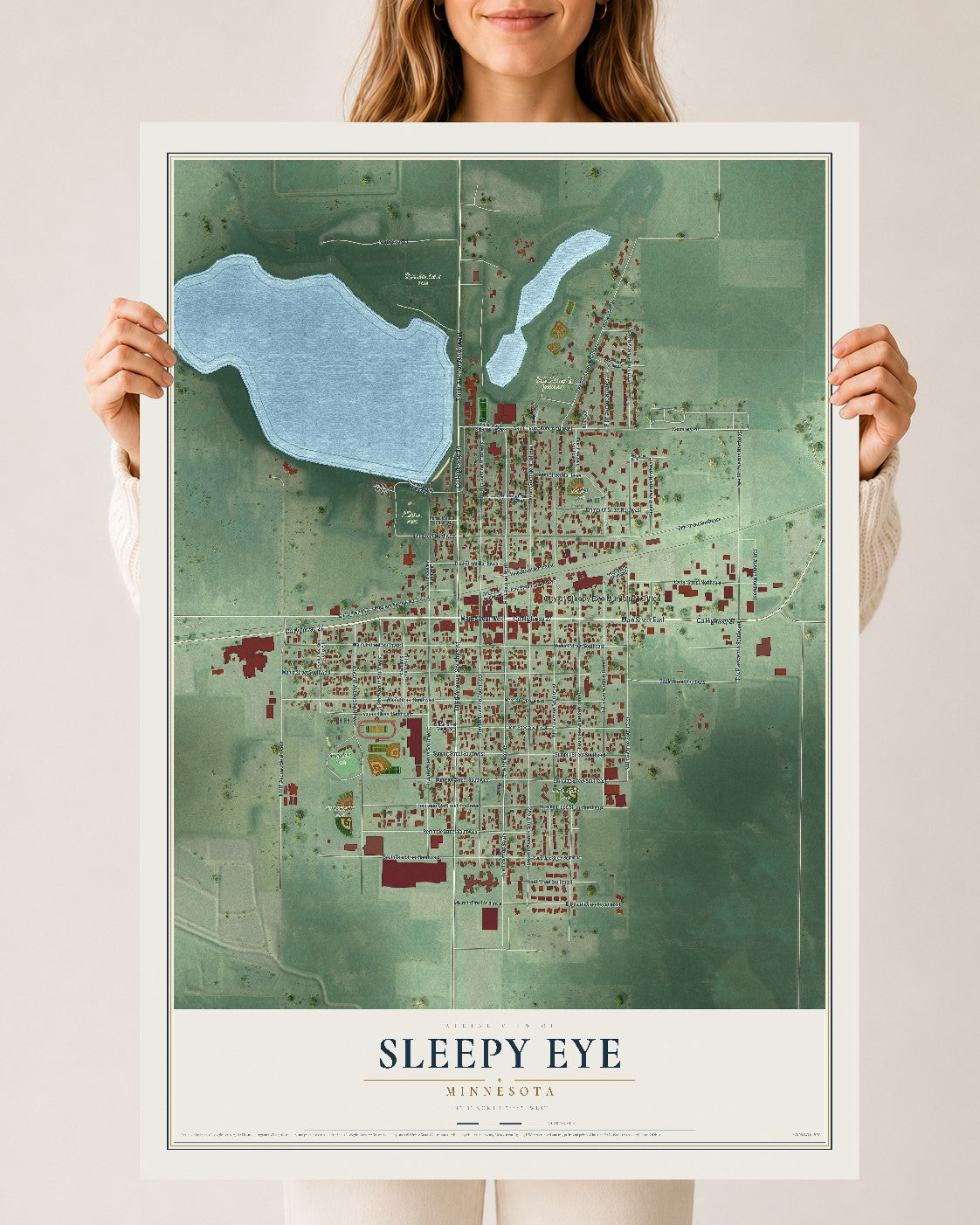 Map of Sleepy Eye, Minnesota, 24 x 36 inch unframed archival matte print