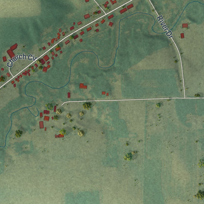 Close-up of the map of Sobieski, Minnesota print showing street and building detail