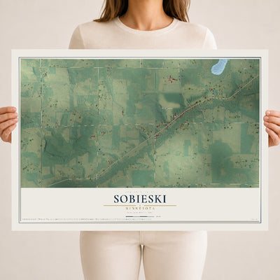 Map of Sobieski, Minnesota, 18 x 24 inch unframed archival matte print