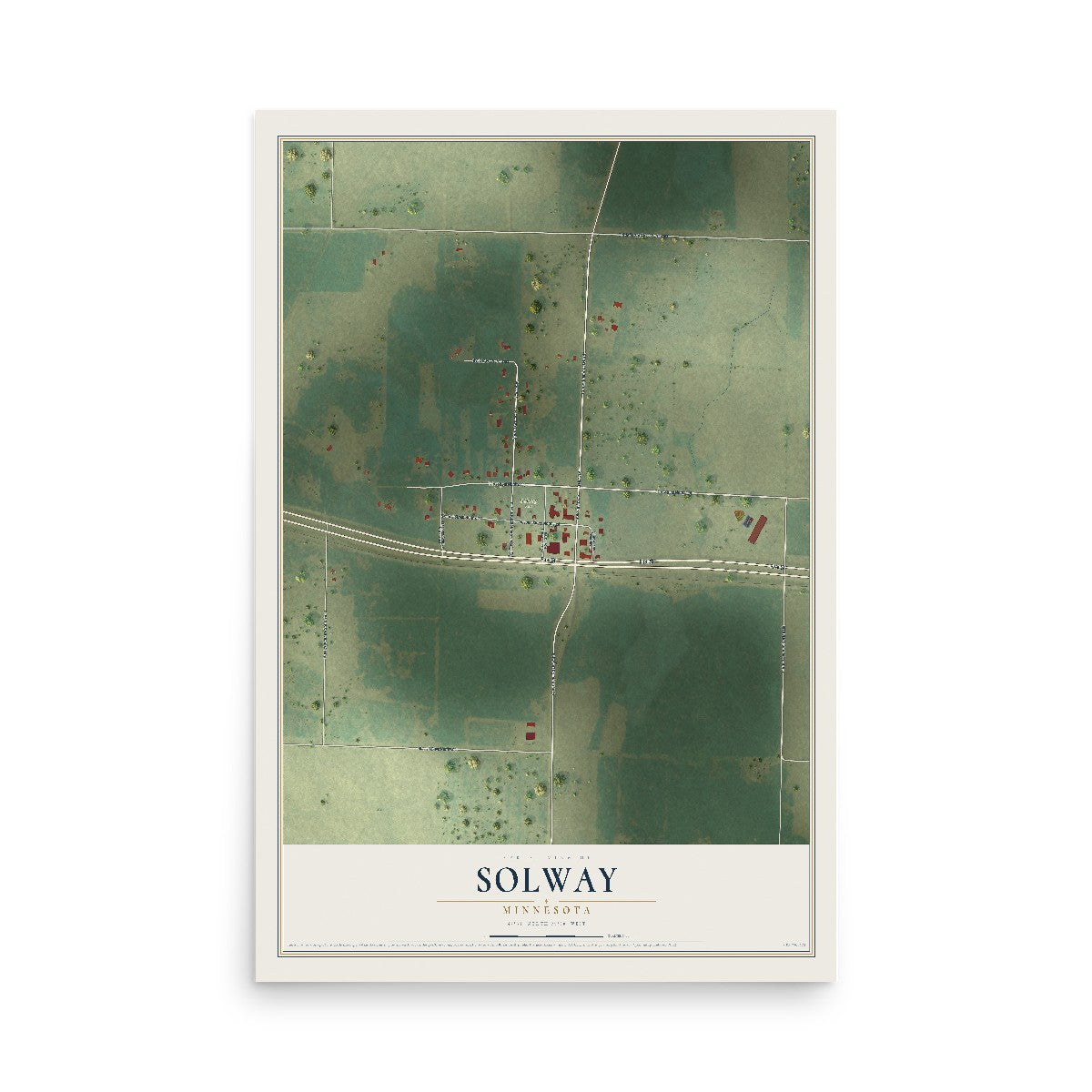 Map of Solway, Minnesota, 12 x 18 inch unframed archival matte print