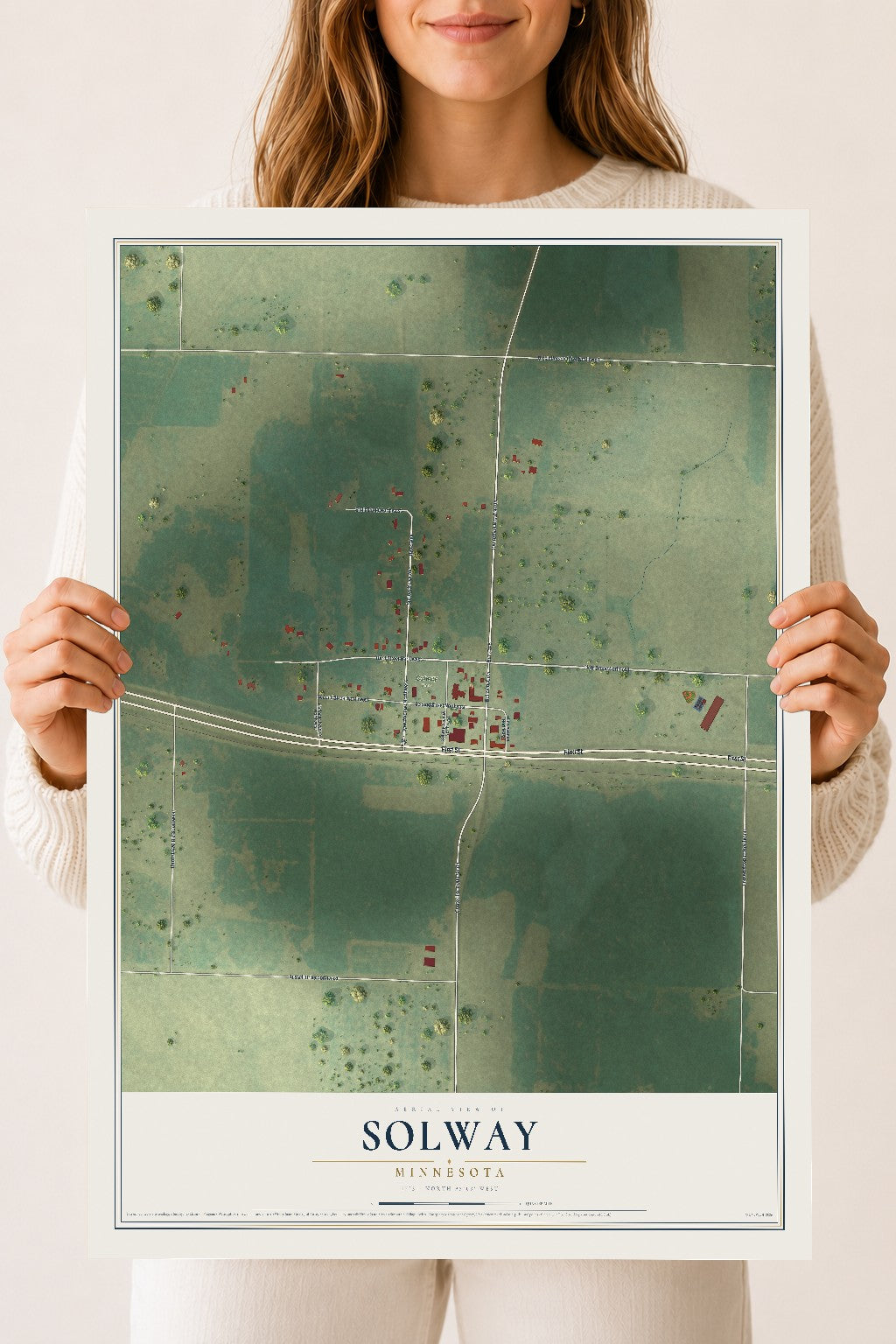 Map of Solway, Minnesota, 18 x 24 inch unframed archival matte print