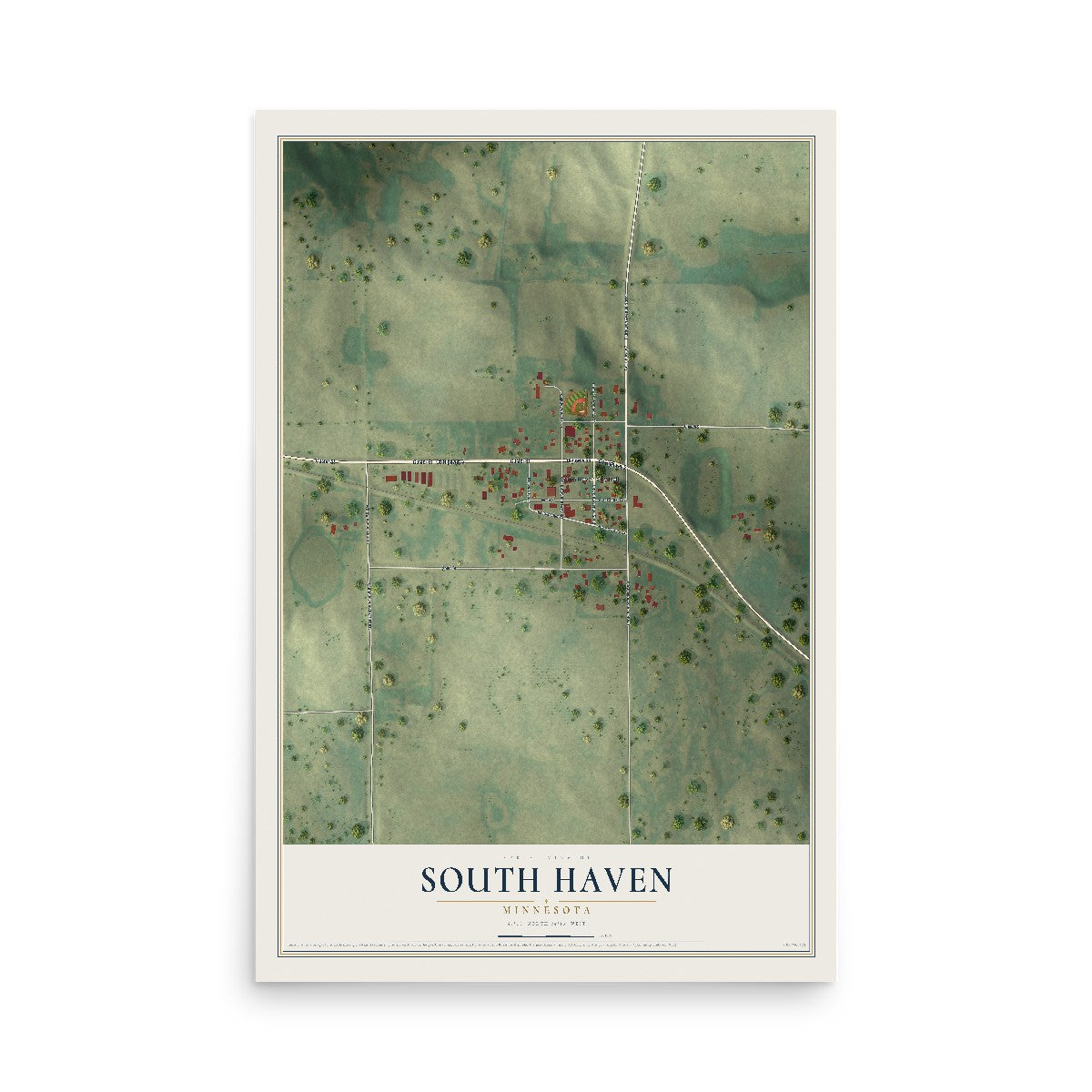 Map of South Haven, Minnesota, 12 x 18 inch unframed archival matte print