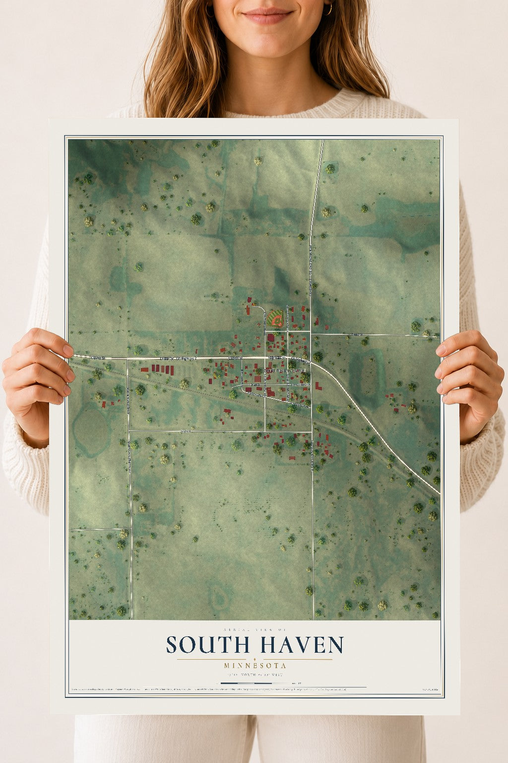Map of South Haven, Minnesota, 18 x 24 inch unframed archival matte print