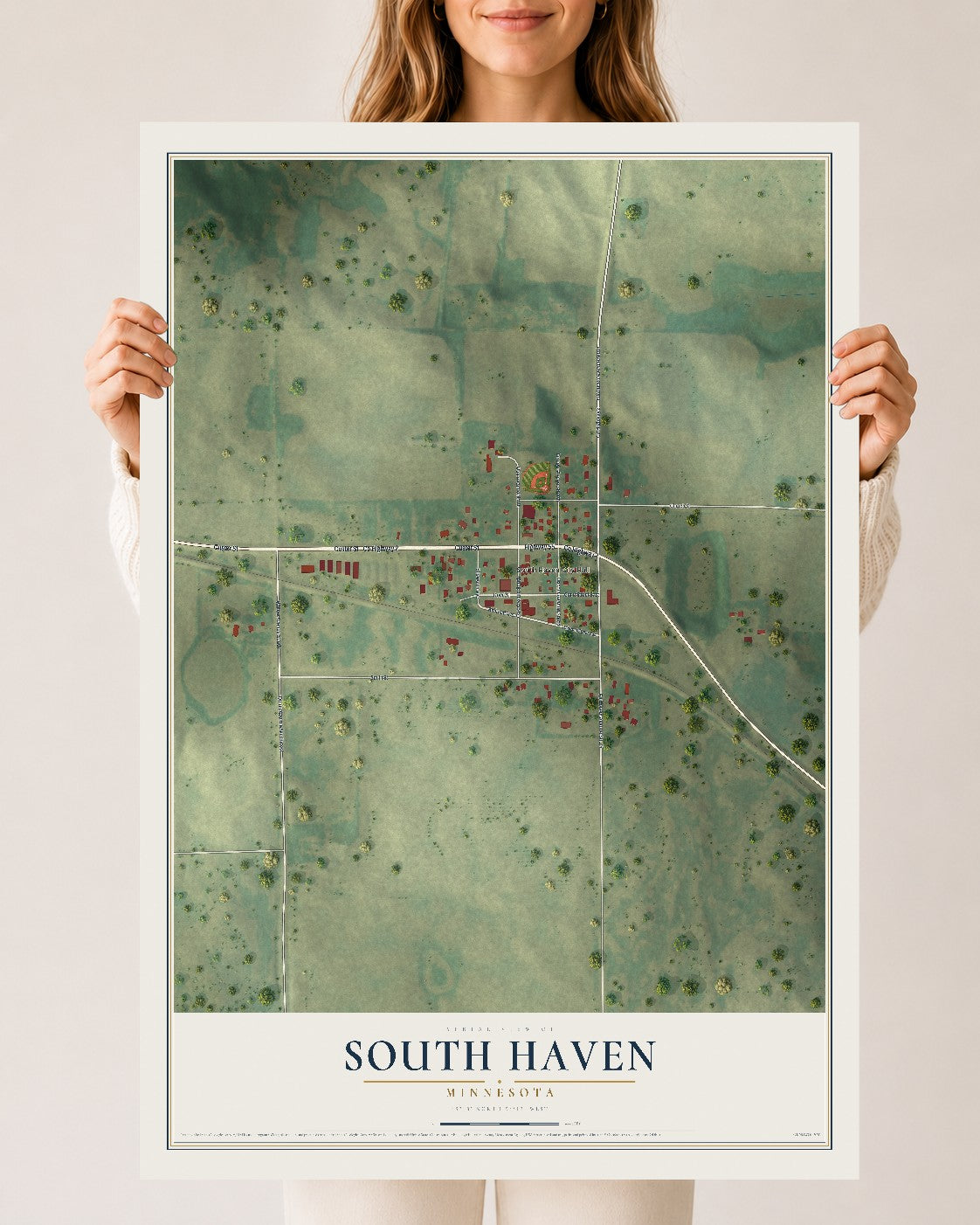 Map of South Haven, Minnesota, 24 x 36 inch unframed archival matte print