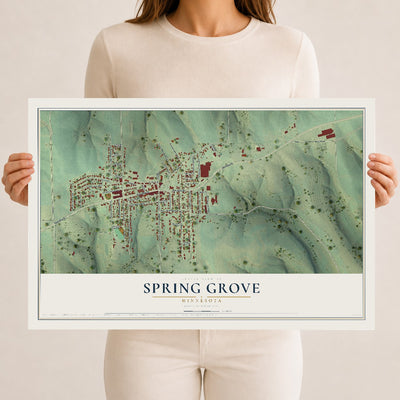 Map of Spring Grove, Minnesota, 12 x 18 inch unframed archival matte print