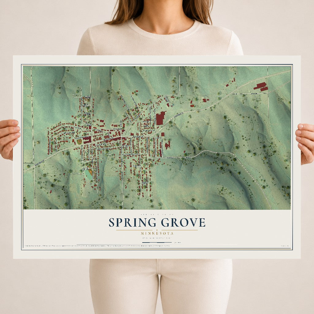 Map of Spring Grove, Minnesota, 18 x 24 inch unframed archival matte print