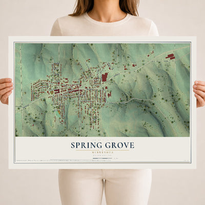 Map of Spring Grove, Minnesota, 18 x 24 inch unframed archival matte print