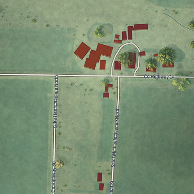 Close-up of the map of Spring Hill, Minnesota print showing street and building detail
