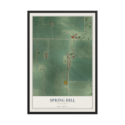 Map of Spring Hill, Minnesota, 12 x 18 inch print in a black wood frame