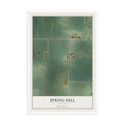 Map of Spring Hill, Minnesota, 12 x 18 inch print in a white wood frame