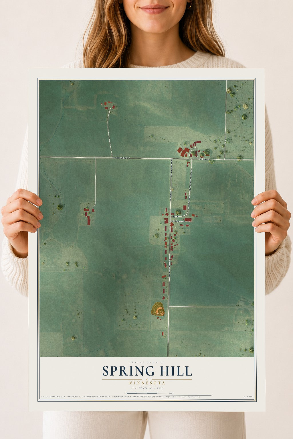 Map of Spring Hill, Minnesota, 18 x 24 inch unframed archival matte print