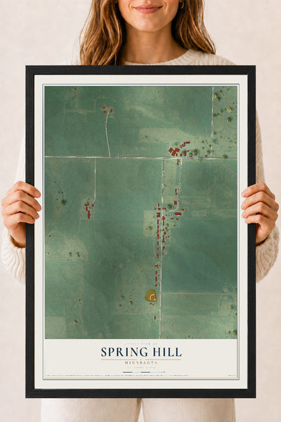 Map of Spring Hill, Minnesota, 18 x 24 inch print in a black wood frame