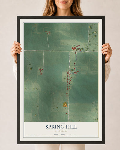 Map of Spring Hill, Minnesota, 24 x 36 inch print in a black wood frame
